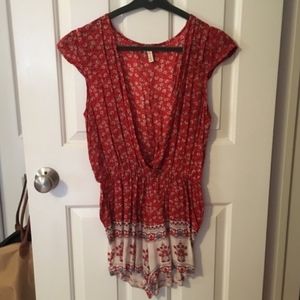 Raga Red Floral Romper